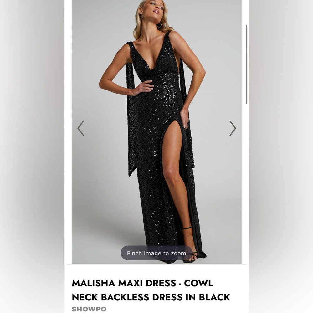 Showpo Black Sequin Maxi Dress